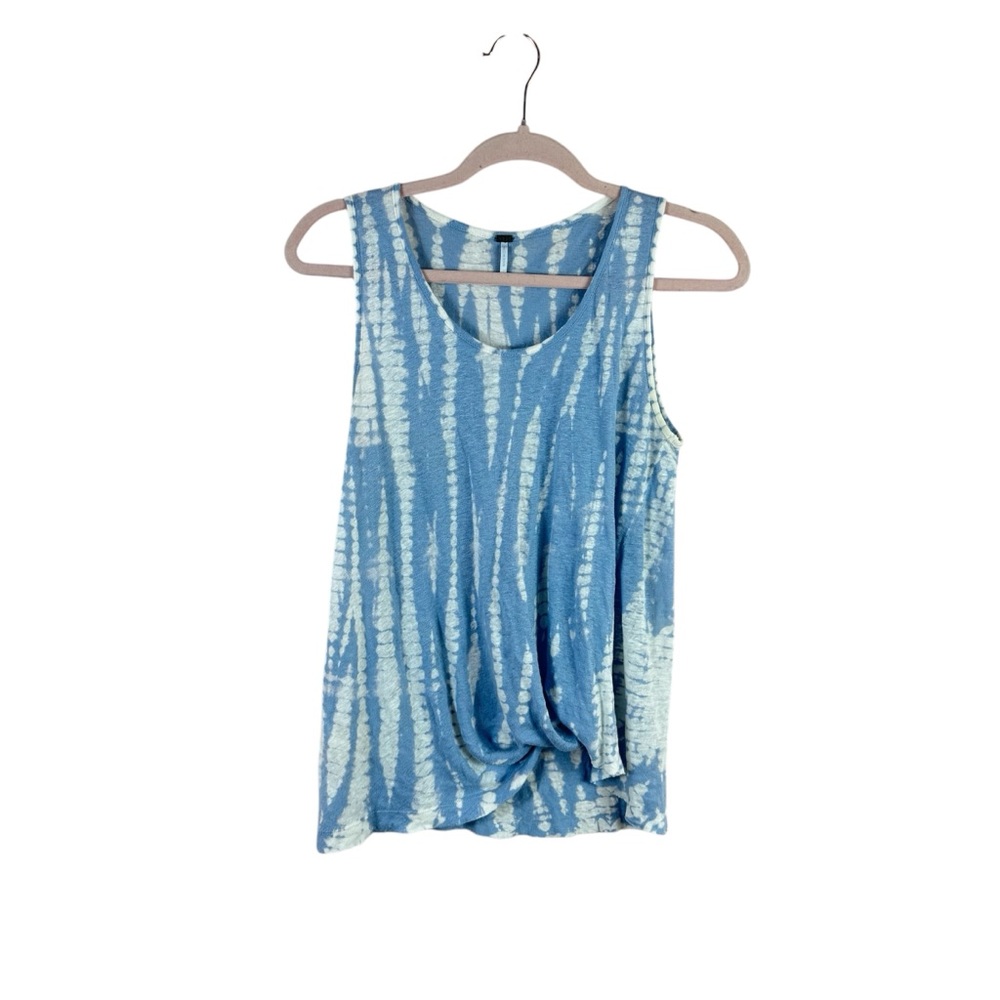 YOUNG FABULOUS BROKE womens XS blue white tie dye sleeveless twist front tank